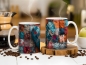Preview: Keramiktasse mit farbenfrohem Patchwork-Design und dem Schriftzug 'I love to craft'. Perfekt für Handwerksliebhaber und als dekorative Tasse für Kaffee oder Tee.
